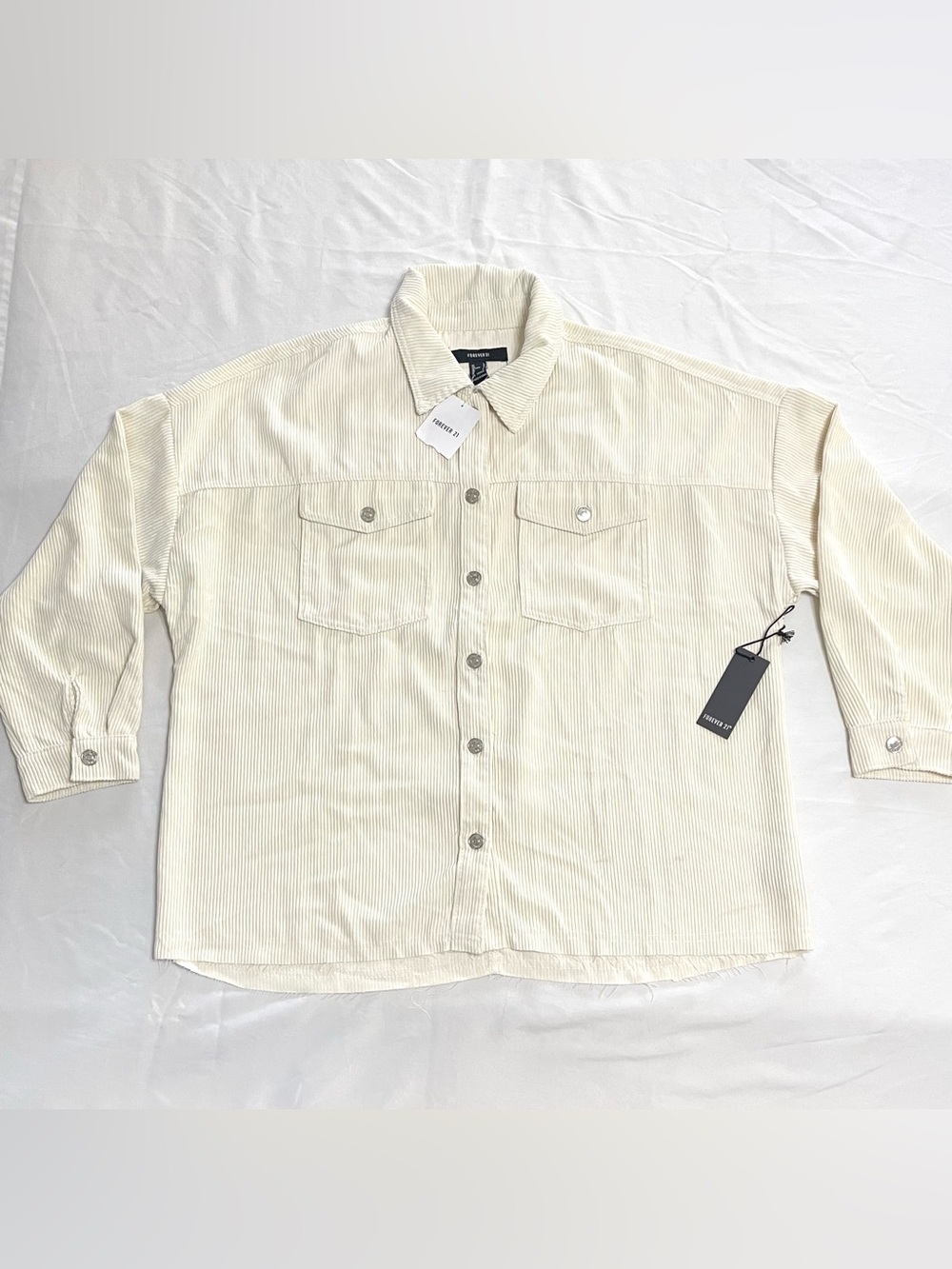 Corduroy Shacket Oversized Long Sleeve Shirt Jacket Forever 21 NWT Button-Up